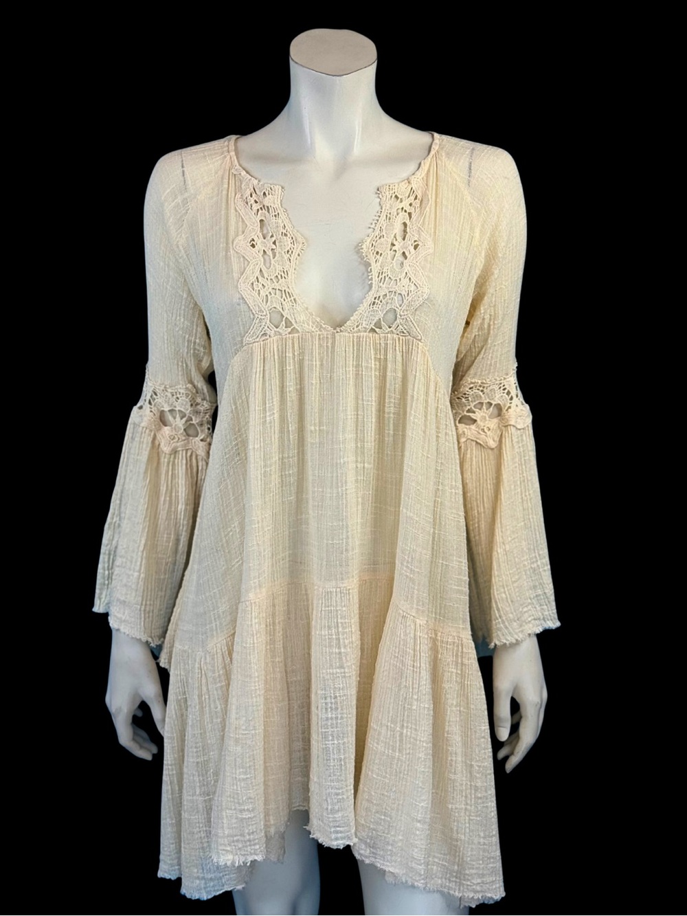 Free People Cream MARISHKA Crochet Lace Mini Dress S